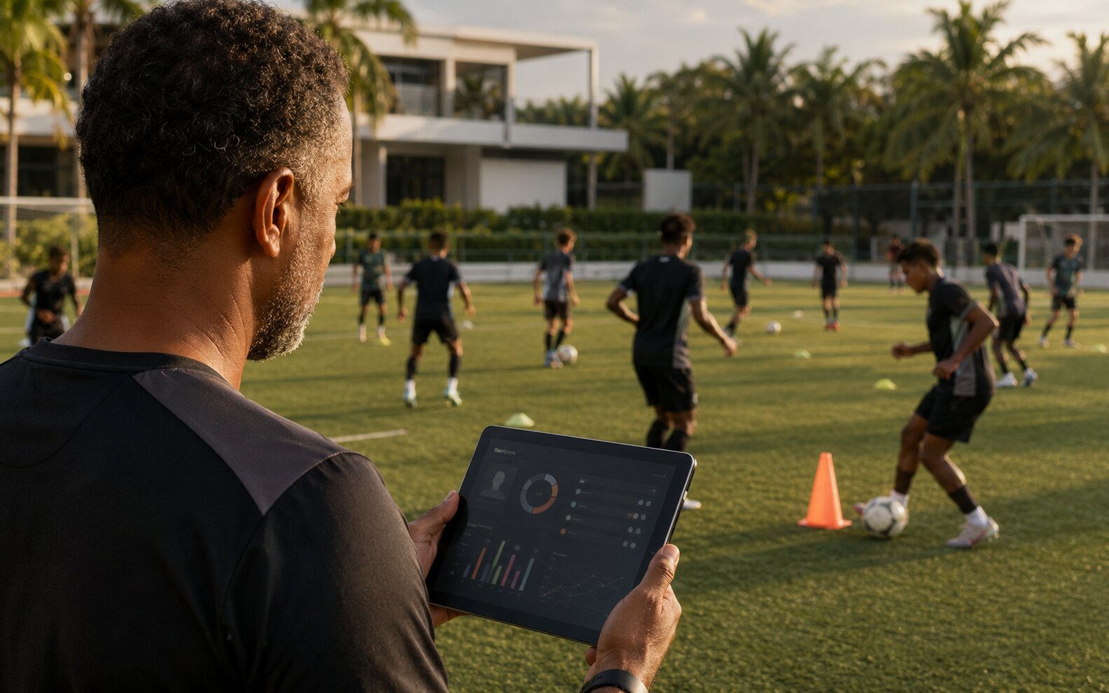 Entrenamiento en una academia deportiva coordinado con herramientas digitales